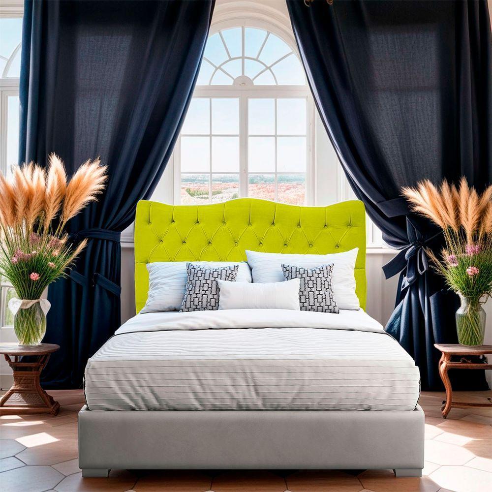 Cabeceira Casal Para Cama Box Estofada Dunas Veludo Cor Amarelo - 6