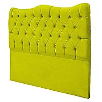 Cabeceira Casal Para Cama Box Estofada Dunas Veludo Cor Amarelo - 5