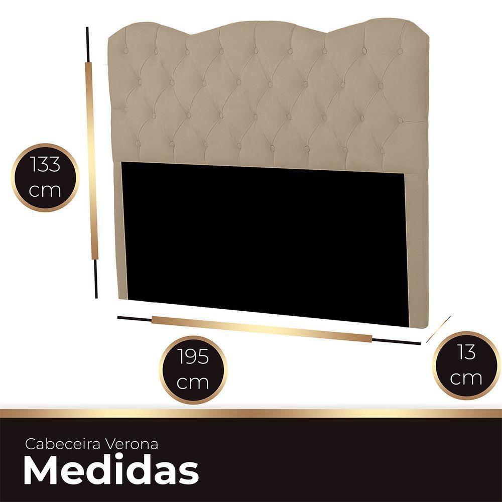 Cabeceira Casal King Size Estofada Para Cama Box Verona Veludo Bege Escuro - 3