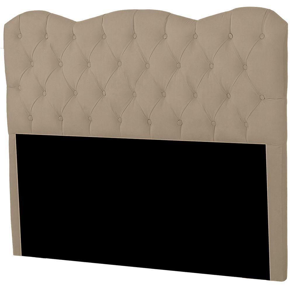 Cabeceira Casal King Size Estofada Para Cama Box Verona Veludo Bege Escuro - 4