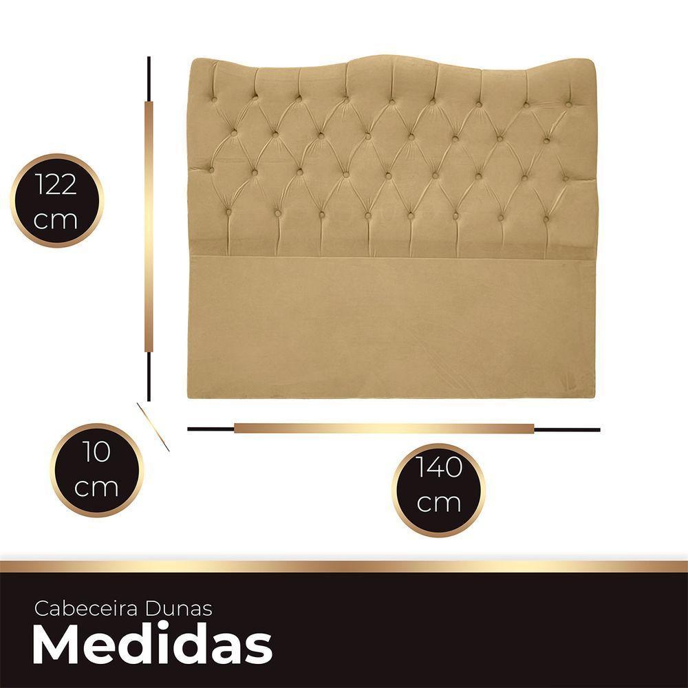 Cabeceira Casal Para Cama Box Estofada Dunas Veludo Bege - 4