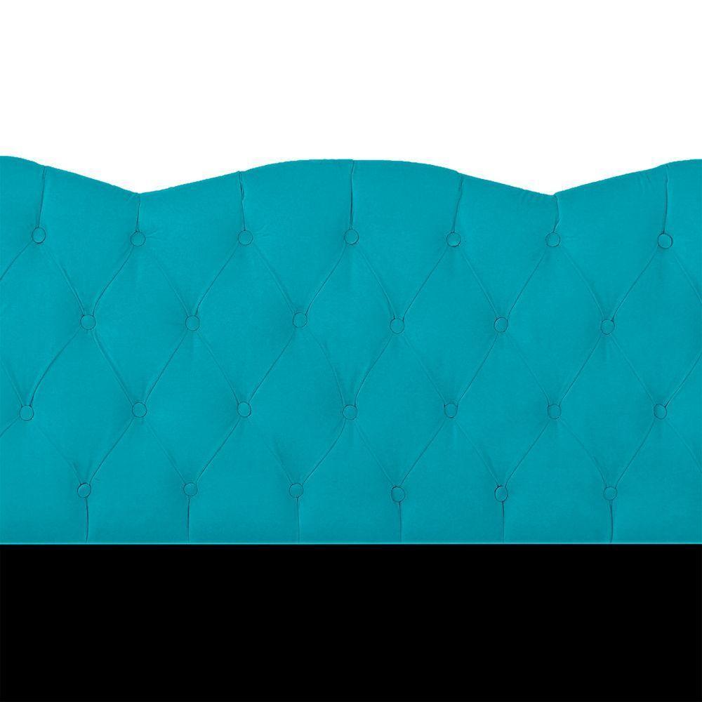 Cabeceira Casal Queen Estofada Para Cama Box Verona Veludo Cor Azul Claro - 5
