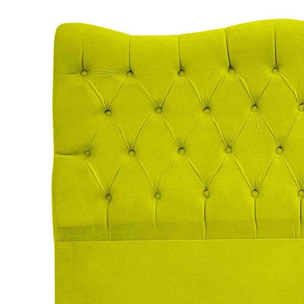Cabeceira Casal Queen Para Cama Box Estofada Dunas Veludo Cor Amarelo - 7