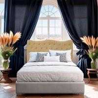 Cabeceira Casal Queen Para Cama Box Estofada Dunas Veludo Bege - 6