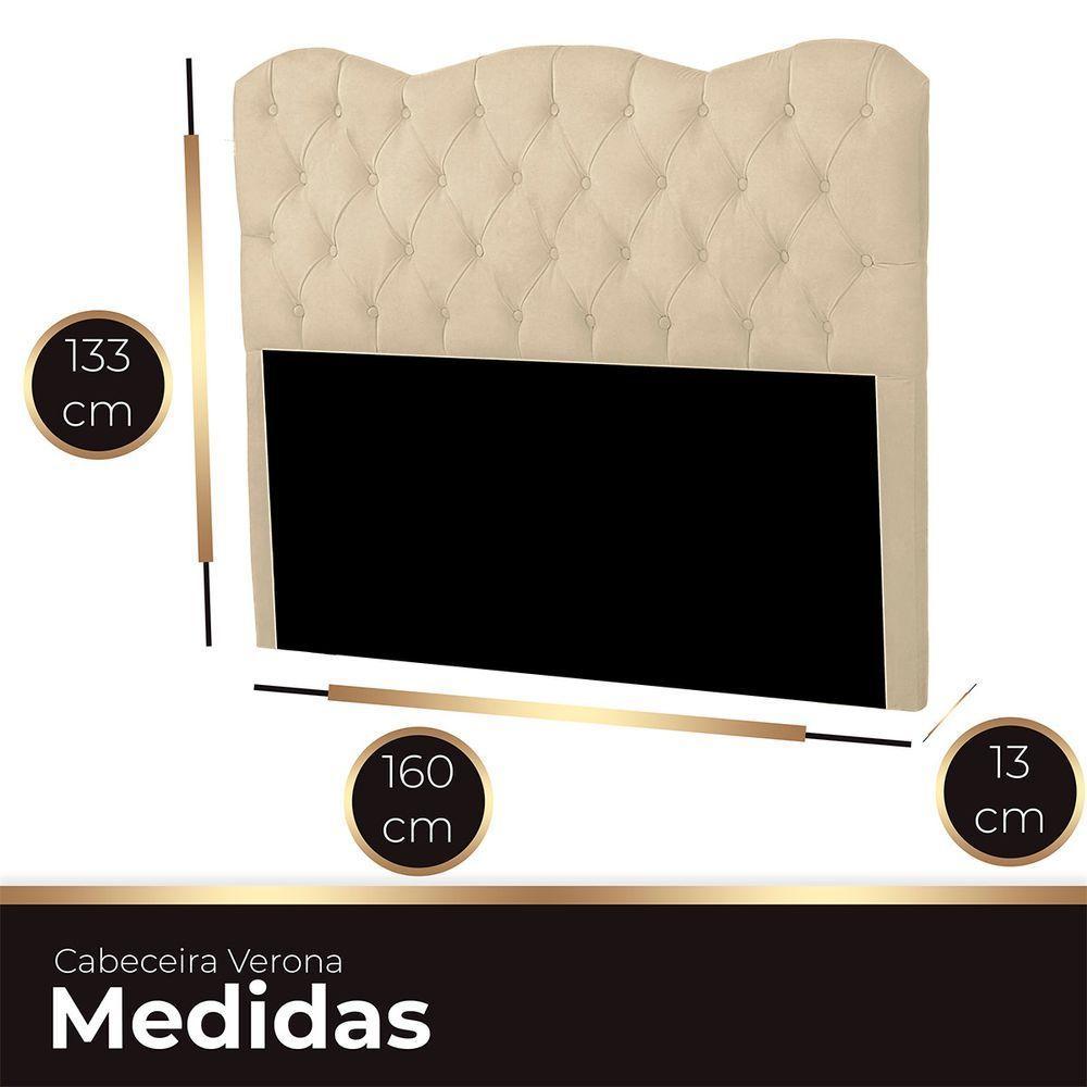 Cabeceira Casal Queen Estofada Para Cama Box Verona Veludo Bege - 3