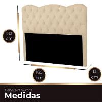 Cabeceira Casal Queen Estofada Para Cama Box Verona Veludo Bege - 3