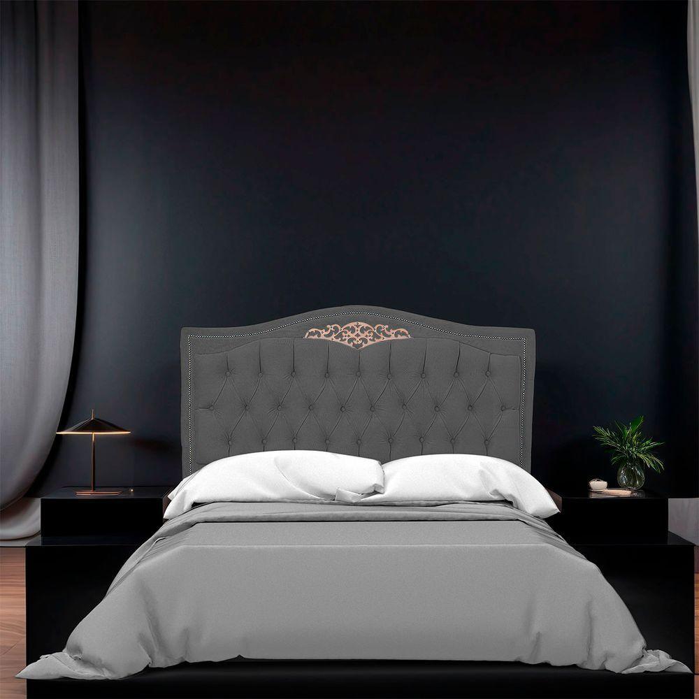 Cabeceira Casal Queen Estofada Para Cama Box Maitê Veludo Cinza Escuro - 6