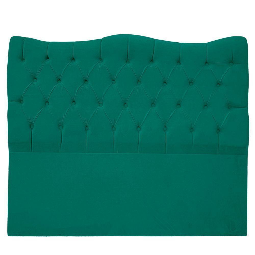Cabeceira Casal Queen Para Cama Box Estofada Dunas Veludo Cor Verde Esmeralda - 1
