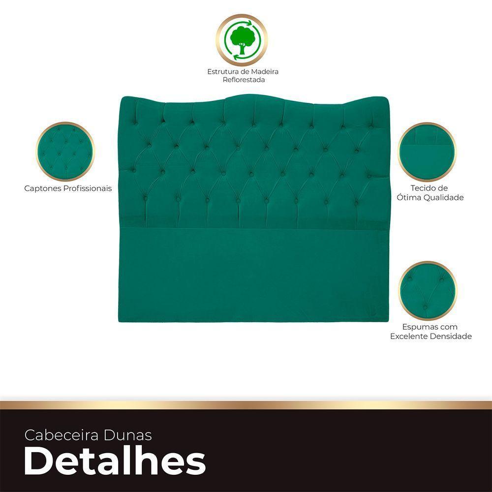 Cabeceira Casal Queen Para Cama Box Estofada Dunas Veludo Cor Verde Esmeralda - 3
