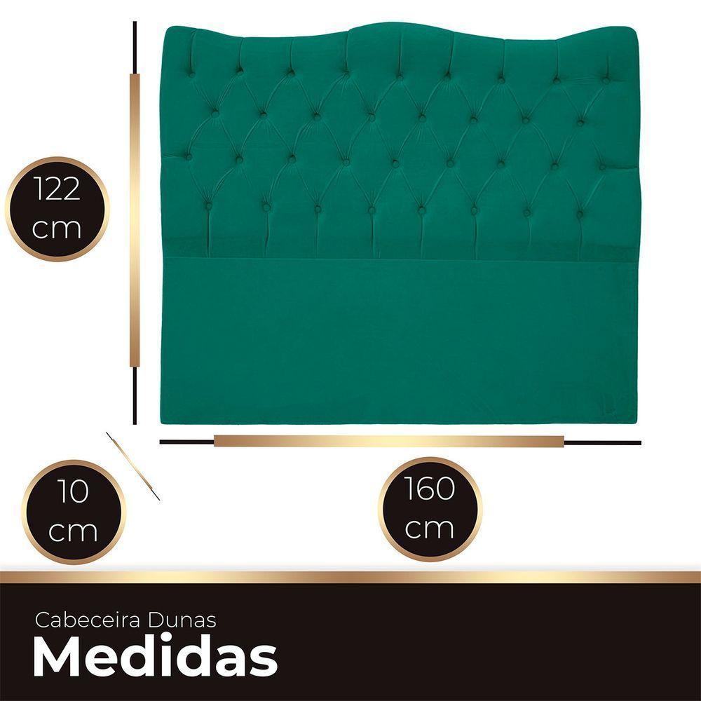 Cabeceira Casal Queen Para Cama Box Estofada Dunas Veludo Cor Verde Esmeralda - 4