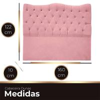 Cabeceira Casal Queen Para Cama Box Estofada Dunas Veludo Cor Rosa Bebe