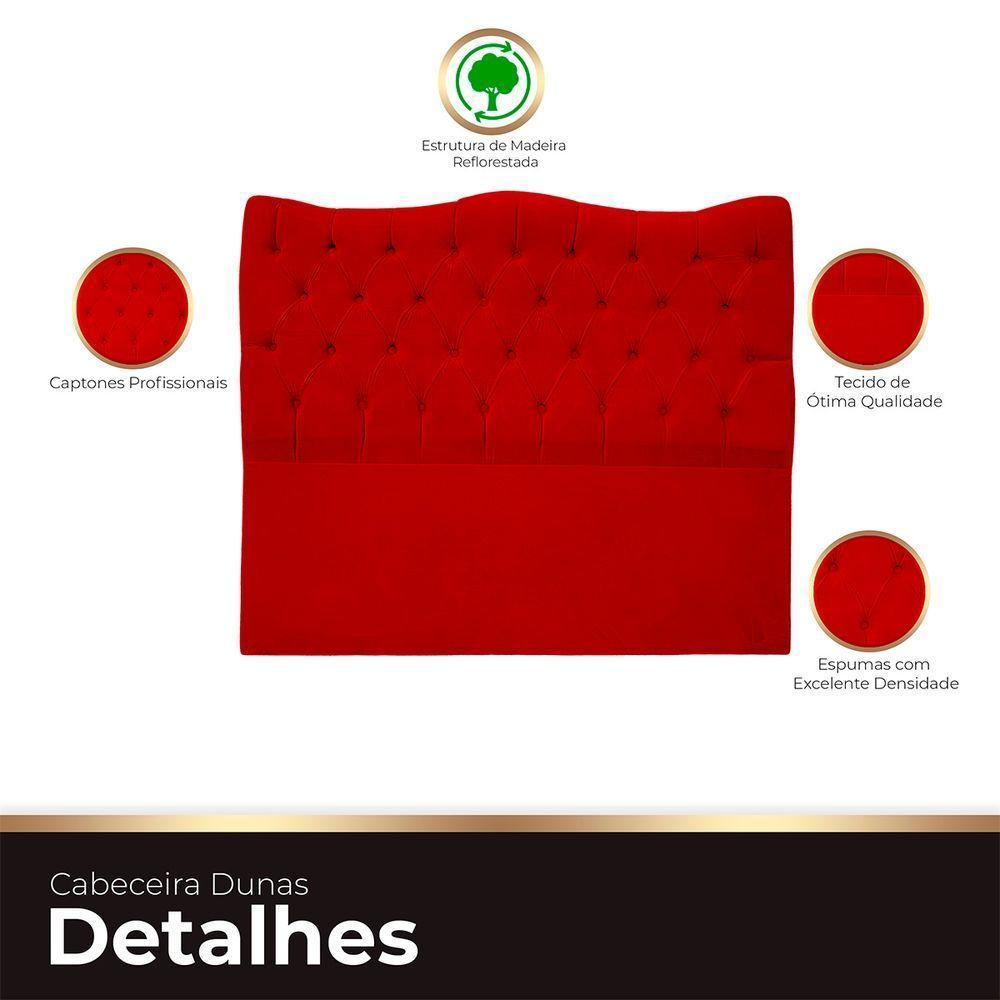Cabeceira Casal Queen Para Cama Box Estofada Dunas Veludo Cor Vermelho - 3