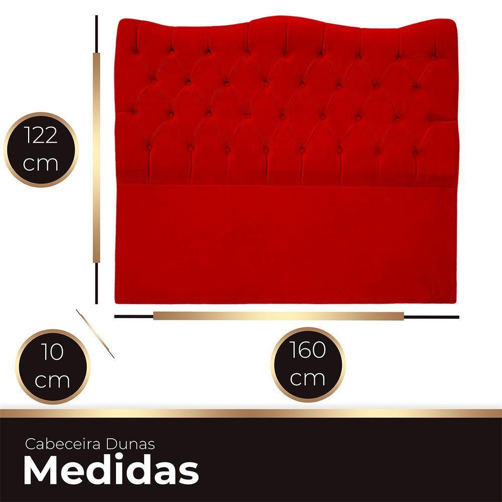 Cabeceira Casal Queen Para Cama Box Estofada Dunas Veludo Cor Vermelho - 4