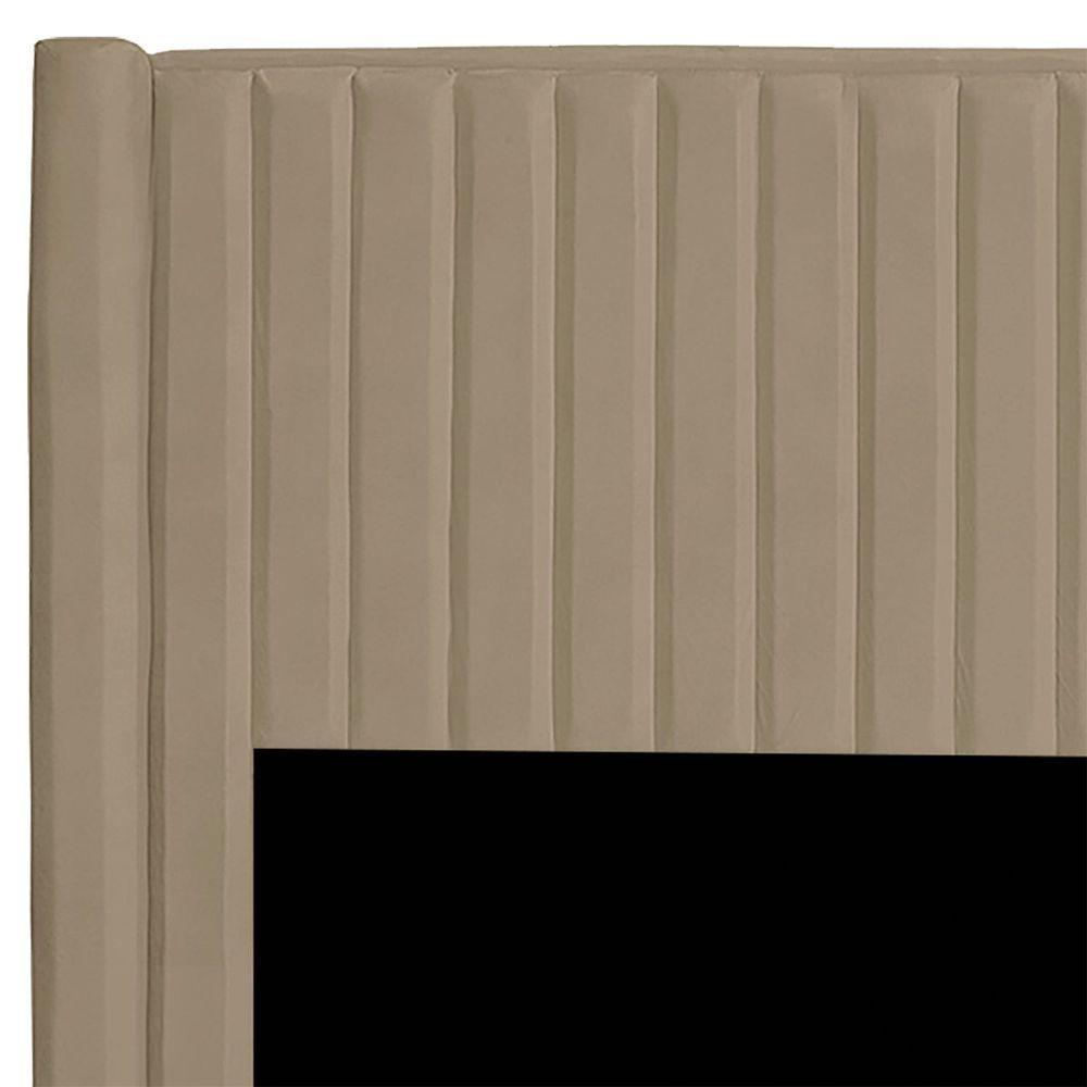 Cabeceira Casal Queen Size Estofada Para Cama Box Alicia Veludo Bege Escuro - 5