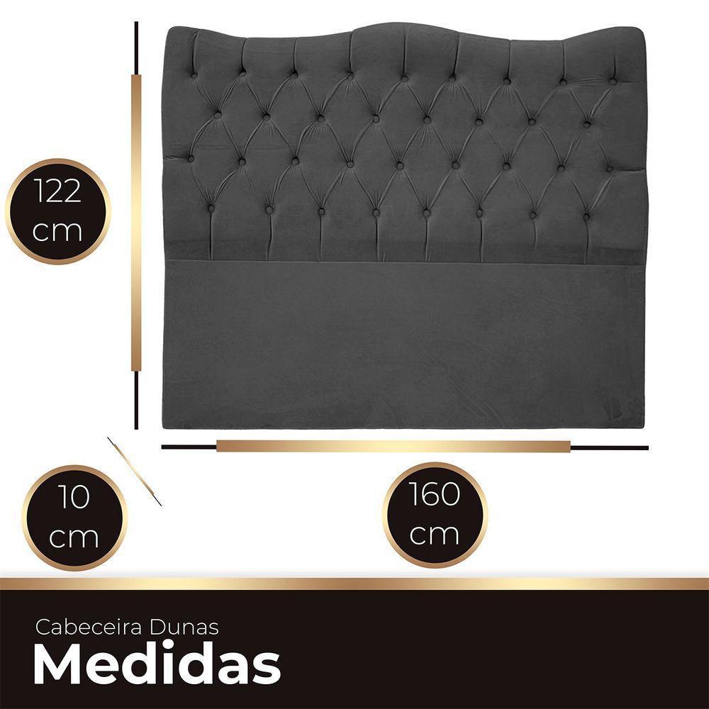 Cabeceira Casal Queen Para Cama Box Estofada Dunas Veludo Cor Preto - 4