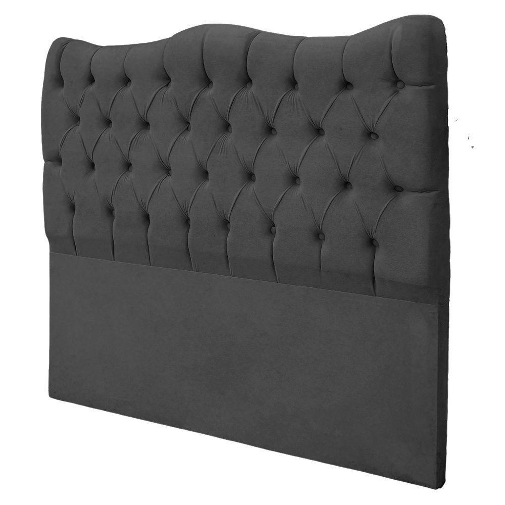 Cabeceira Casal Queen Para Cama Box Estofada Dunas Veludo Cor Preto - 5