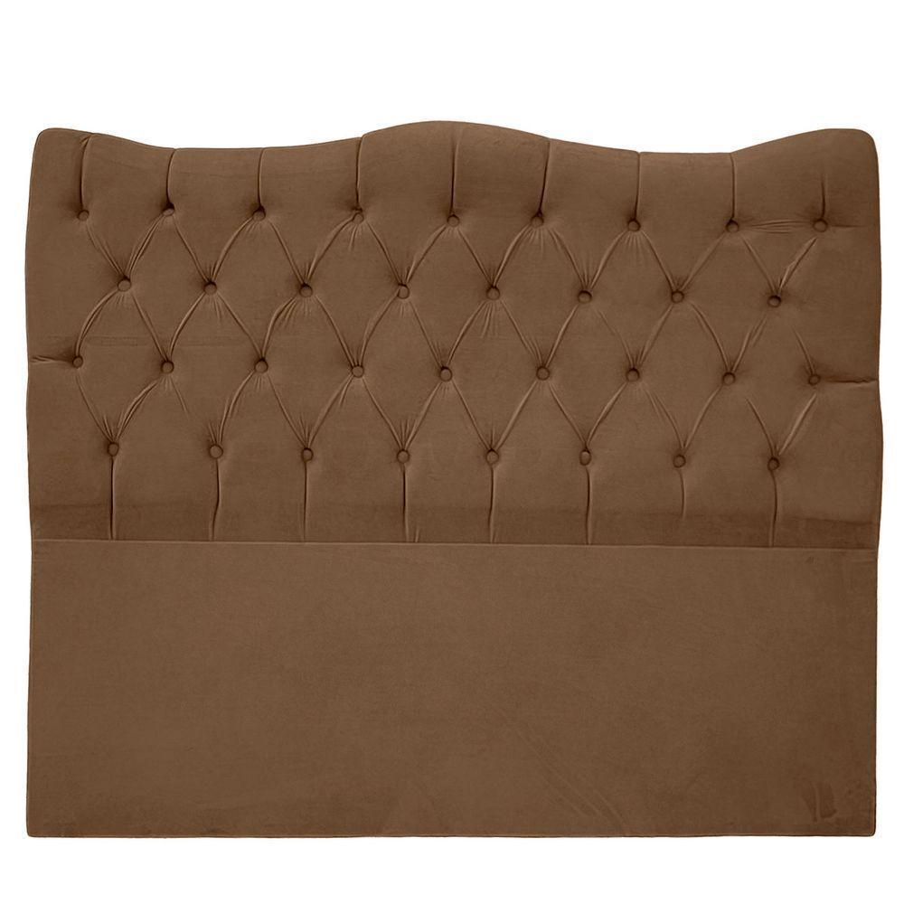Cabeceira Casal Queen Para Cama Box Estofada Dunas Veludo Cor Marrom - 1