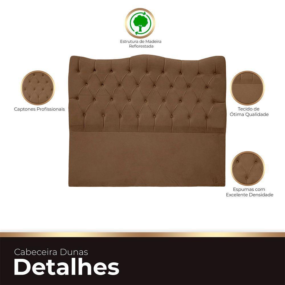 Cabeceira Casal Queen Para Cama Box Estofada Dunas Veludo Cor Marrom - 3