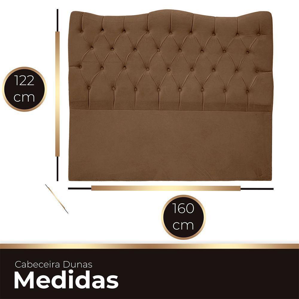 Cabeceira Casal Queen Para Cama Box Estofada Dunas Veludo Cor Marrom - 4