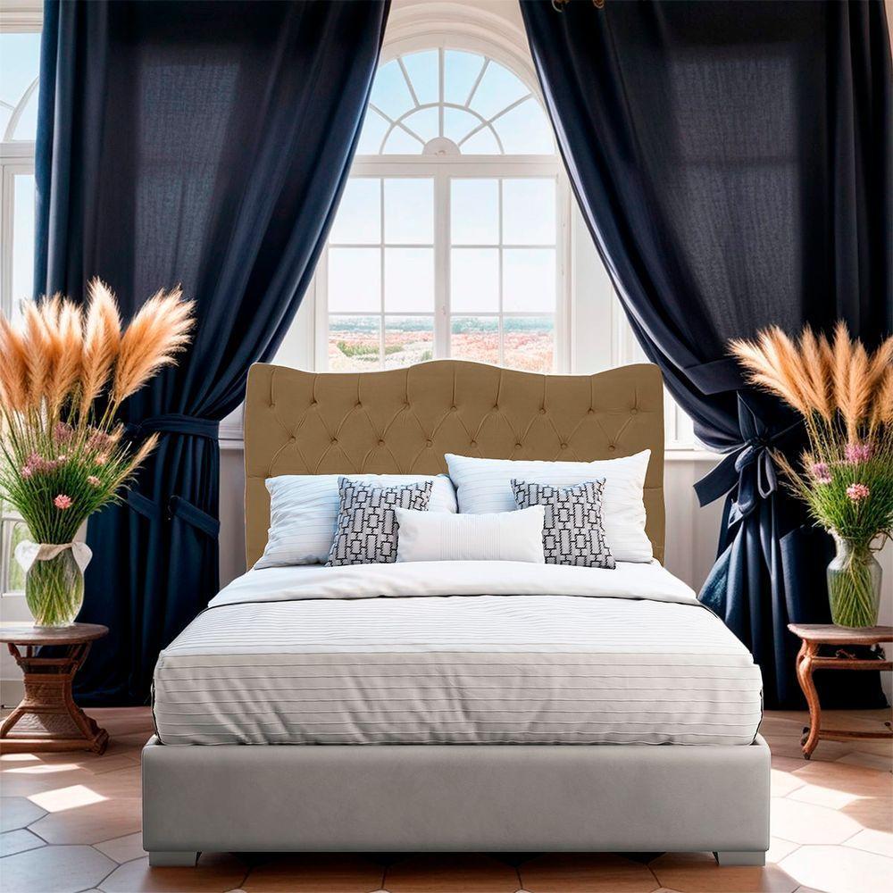 Cabeceira Casal Queen Para Cama Box Estofada Dunas Veludo Cor Capuccino - 6