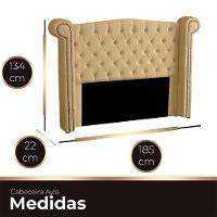 Cabeceira Casal Queen Size Estofada Para Cama Box Ayla Veludo Bege