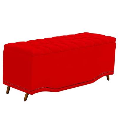 Calçadeira Baú Casal Estofada Maitê Veludo Cor Vermelho