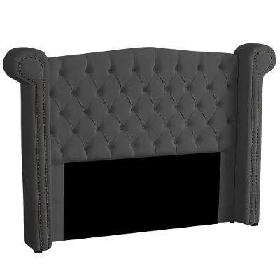 Cabeceira Casal Queen Size Estofada Para Cama Box Ayla Veludo Cinza Escuro