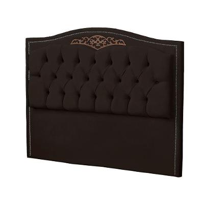 Cabeceira Casal Queen Size Estofada Para Cama Box Maitê Veludo Cor Marrom