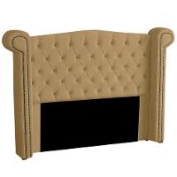 Cabeceira Casal Queen Size Estofada Para Cama Box Ayla Veludo Bege Escuro - 1