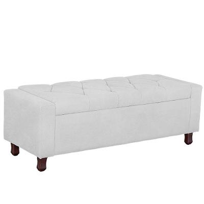 Calçadeira Baú Casal King Size Estofada Valencia Veludo Cor Branco