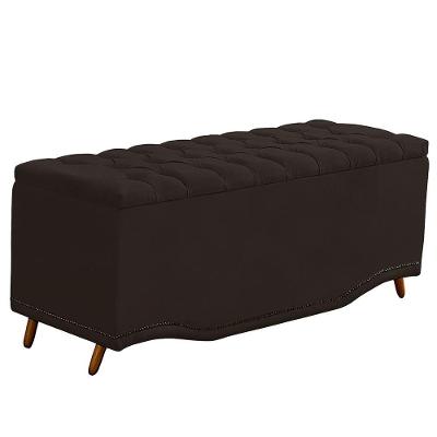 Calçadeira Baú King Size Estofada Maitê Veludo Cor Marrom