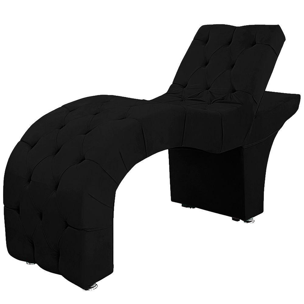 Maca Estofada Capitone Reclinável Julia Para Estetica Facial Sombrancelha E Cílios Suede Cor Preto - 1