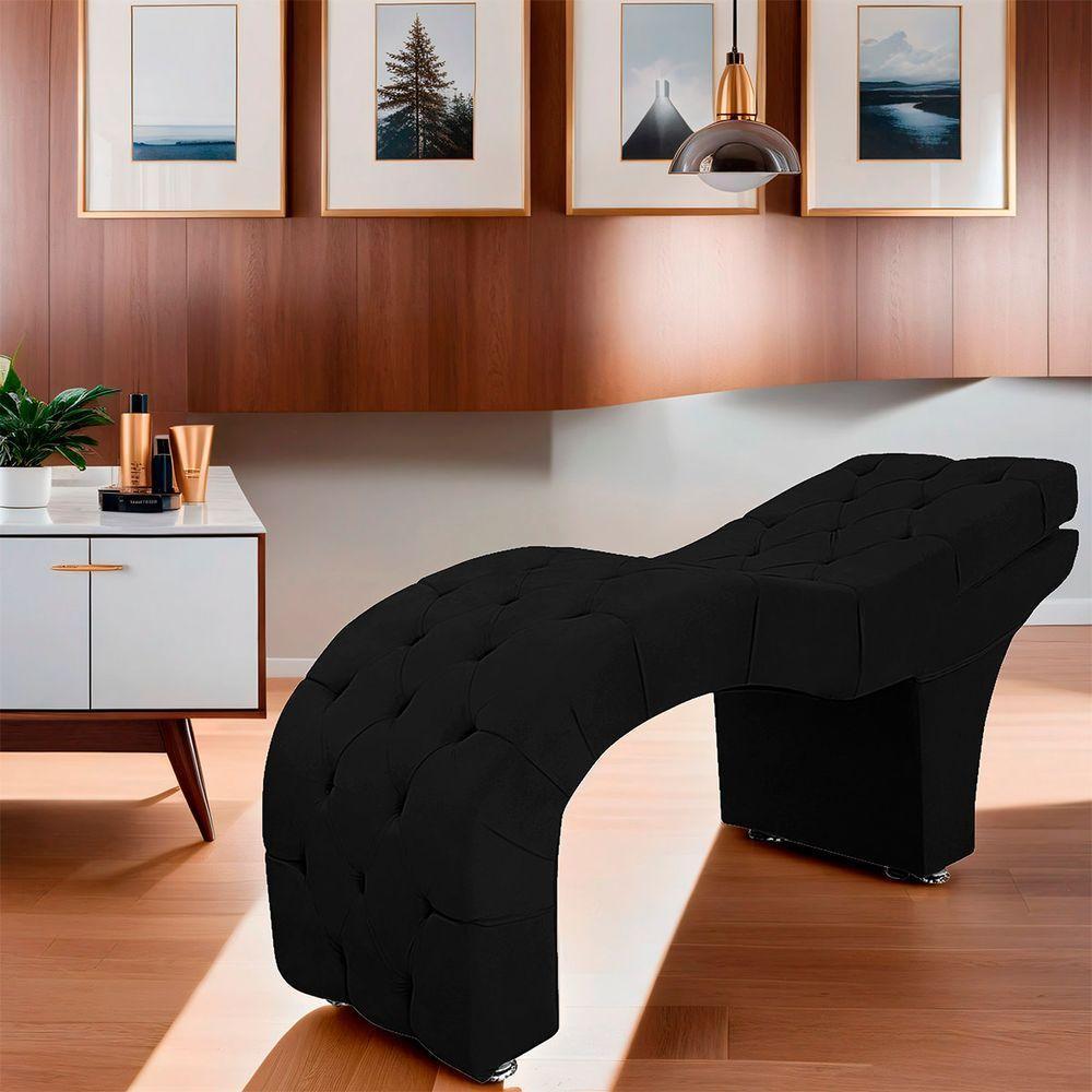 Maca Estofada Capitone Reclinável Julia Para Estetica Facial Sombrancelha E Cílios Suede Cor Preto - 6