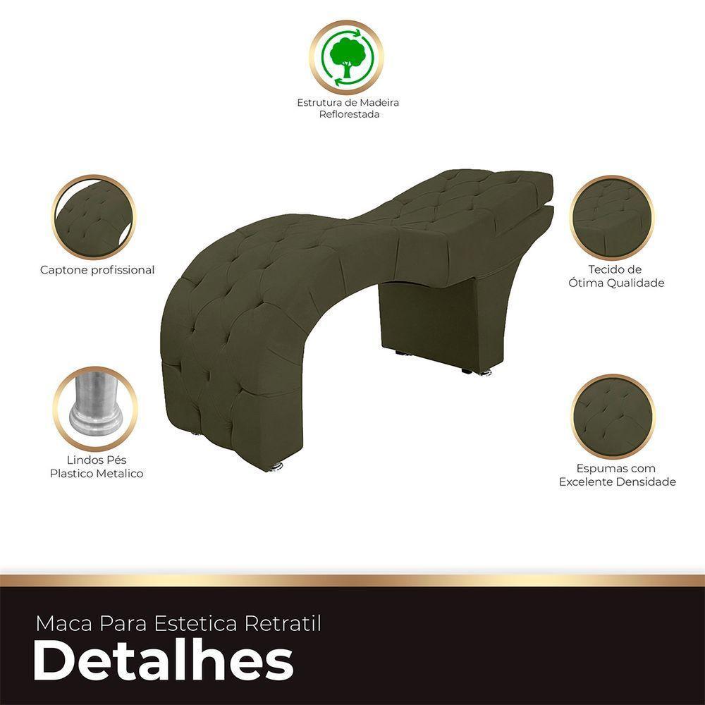 Maca Estofada Capitone Reclinável Julia Para Estetica Facial Sombrancelha E Cílios Suede Cor Chocolate - 2