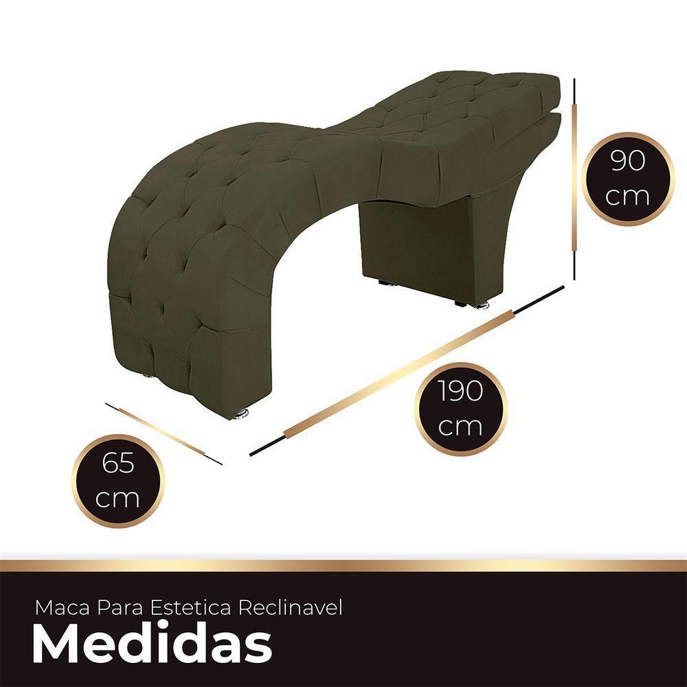 Maca Estofada Capitone Reclinável Julia Para Estetica Facial Sombrancelha E Cílios Suede Cor Chocolate - 3