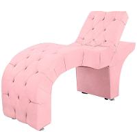 Maca Estofada Capitone Reclinável Julia Para Estetica Facial Sombrancelha E Cílios Suede Cor Rosa Bebe - 1