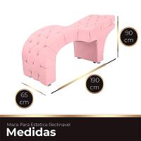 Maca Estofada Capitone Reclinável Julia Para Estetica Facial Sombrancelha E Cílios Suede Cor Rosa Bebe - 3