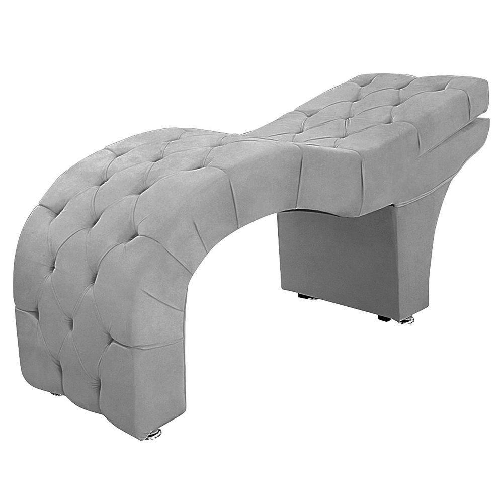 Maca Estofada Capitone Reclinável Julia Para Estetica Facial Sombrancelha E Cílios Suede Cor Cinza Claro - 7