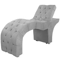 Maca Estofada Capitone Reclinável Julia Para Estetica Facial Sombrancelha E Cílios Suede Cor Cinza Claro - 1