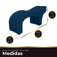 Maca Estofada Capitone Reclinável Julia Para Estetica Facial Sombrancelha E Cílios Suede Cor Azul Marinho - 3