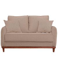 Kit Poltrona E Sofa Sena 2 Lugar Base De Madeira Para Sala Hotel Linho Bege - 7