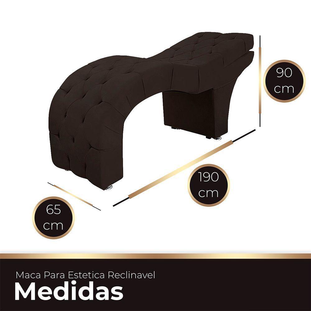 Maca Estofada Capitone Reclinável Julia Para Estetica Facial Sombrancelha E Cílios Suede Cor Marrom - 3