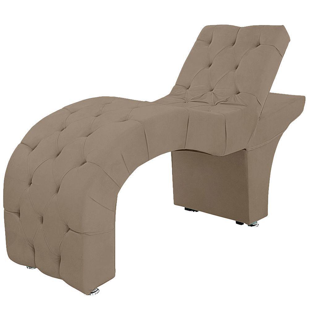 Maca Estofada Capitone Reclinável Julia Para Estetica Facial Sombrancelha E Cílios Suede Cor Capuccino - 1