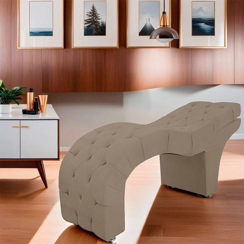 Maca Estofada Capitone Reclinável Julia Para Estetica Facial Sombrancelha E Cílios Suede Cor Capuccino - 6