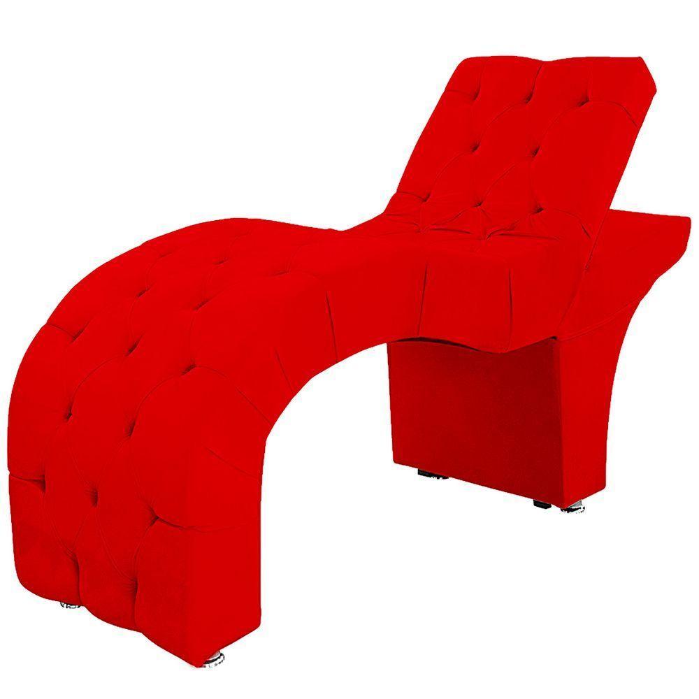 Maca Estofada Capitone Reclinável Julia Para Estetica Facial Sombrancelha E Cílios Suede Cor Vermelho - 1