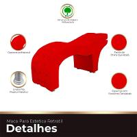 Maca Estofada Capitone Reclinável Julia Para Estetica Facial Sombrancelha E Cílios Suede Cor Vermelho - 2