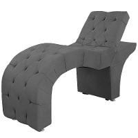 Maca Estofada Capitone Reclinável Julia Para Estetica Facial Sombrancelha E Cílios Suede Cor Cinza Chumbo - 1