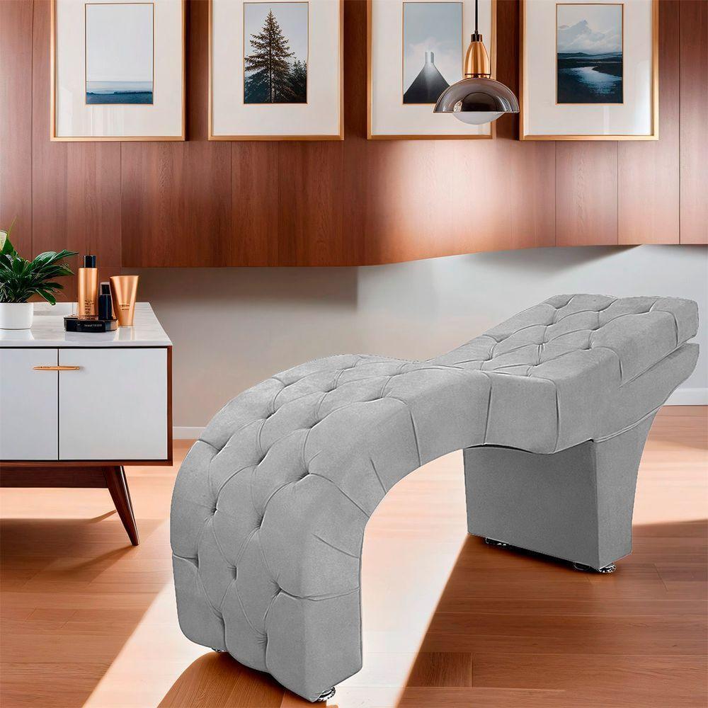 Maca Estofada Capitone Reclinável Julia Para Estetica Facial Sombrancelha E Cílios Suede Cinza - 6