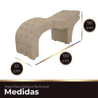 Maca Estofada Capitone Reclinável Julia Para Estetica Facial Sombrancelha E Cílios Suede Cor Bege Médio - 3