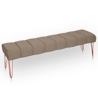 Recamier Estofada Casal Queen Luxo Veludo Cor Capuccino